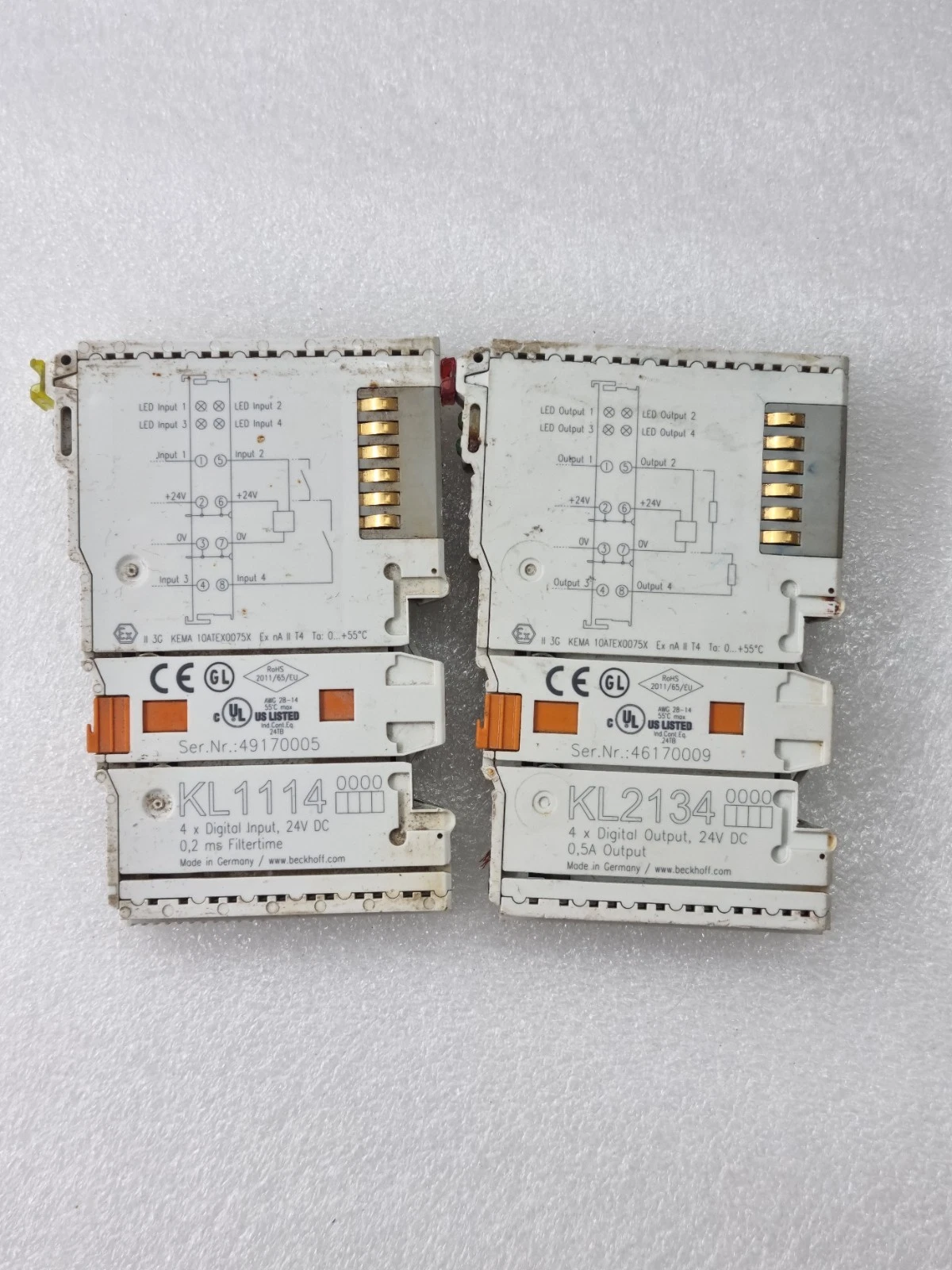 2x BECKHOFF MODULE KL1114-Digital Input & KL2134-Digital Output Module